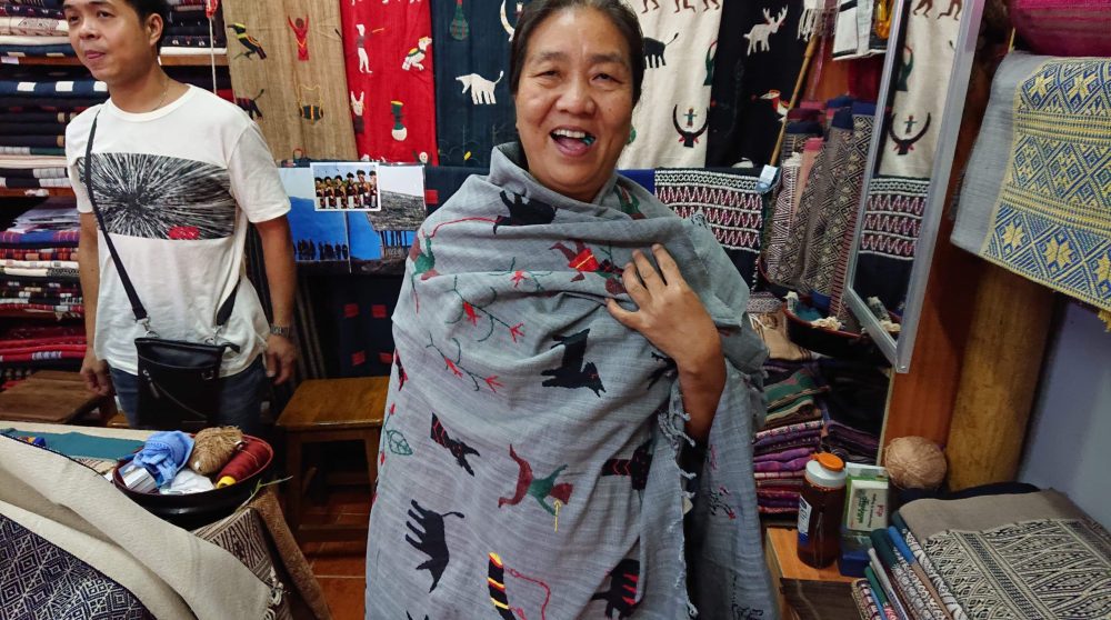 ミャンマー・ナガ族の手刺繍布。きびるアクションバッグ展2019。撮影masanori hanaizumi